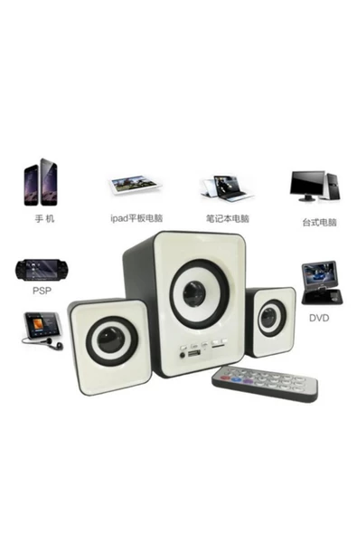 Torima D23 Beyaz Bluetooth Hoparlör - 3.5mm Kablolu Bilgisayar Hoparlörü - 2