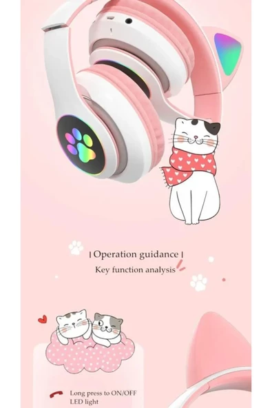 Torima Pembe Kedi Kulak Üstü Kablosuz Bluetooth Kulaklık Stn-28 - 2