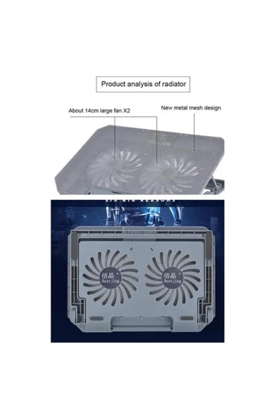 Torima 2 Fanlı Rgb li 9-17 inç Yükseklik Ayarlı Notebook Sogutucusu - 3