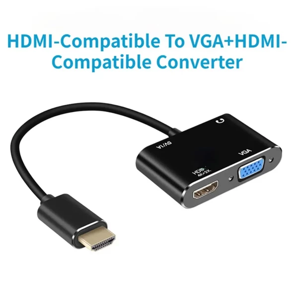 Pmr Hdmi to Hdmi -Vga Çevirici Adaptör Ses Çıkışlı - 4