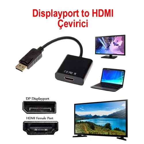 Displayport To Hdmi Dönüştürücü Adaptör Display Port Erkek Vga Dişi - 2
