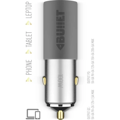 Powerway Bullet 100W Araç Çakmaklık Şarj Cihazı Type-C ve USB Çıkışlı Profesyonel Turbo Hızlı Araç Şarj - 2