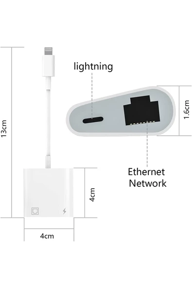 Pmr Lightning Rj45 Ethernet Çevirici 2 In 1  Ethernet Ve Liğhtning Şarj Girişi 10/100