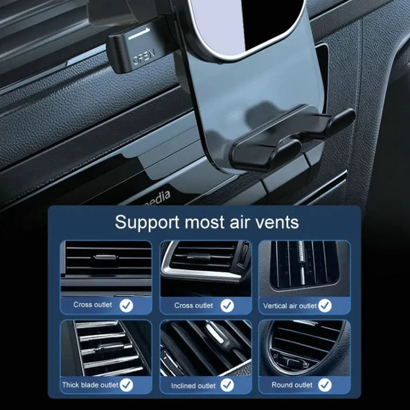 Powerway TT49 Araç İçi Petek İçin Kıskaçlı Destekli Telefon Tutucu - 3