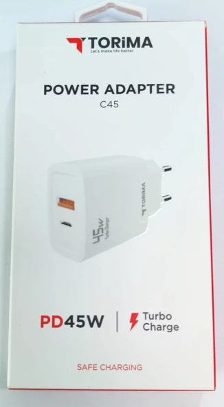 Torima Pd 45W Turbo Charge Type C - Usb Şarj Aleti C45