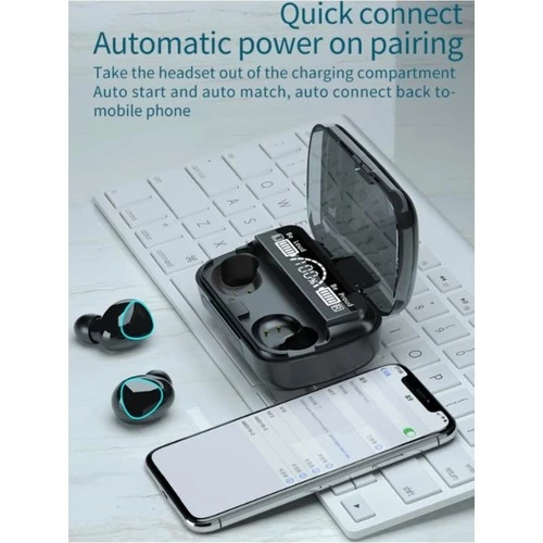 M10 Kulak İçi Dokunmatik Bluetooth Kulaklık Led Göstergeli Powerbankli V5.3 - 5