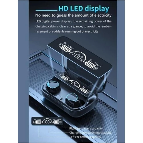 M10 Kulak İçi Dokunmatik Bluetooth Kulaklık Led Göstergeli Powerbankli V5.3 - 4