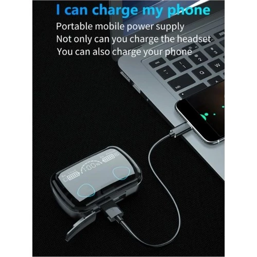 M10 Kulak İçi Dokunmatik Bluetooth Kulaklık Led Göstergeli Powerbankli V5.3