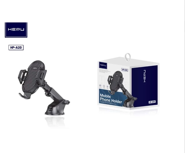 Hepu HP-A20 Araç İçi Cam -Torpido Üstü- Masa Üstü Telefon Tutucu