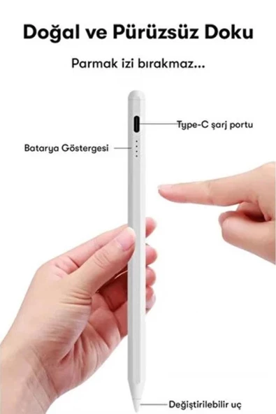 Torima P-01 Beyaz Stylus Pen Kapasitif Dokunmatik Kalem Çizim Ve Tasarım - 5