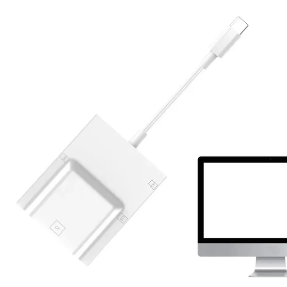 Type C  Usb 3.0 Çoklu Kart Okuyucu Compact Flash-Micro SD- Sd- Memory Stick - 7