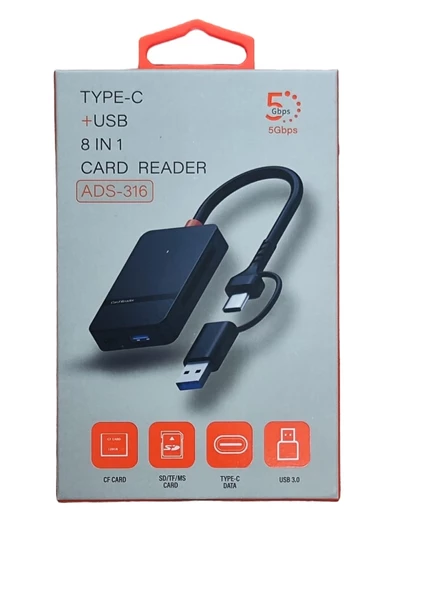 Pmr 8 in 1 Type C - Usb 3.0 Usb Çoklayıcı- Compact Flash- Microsd-Sd Kart Okuyucu Type C giriş