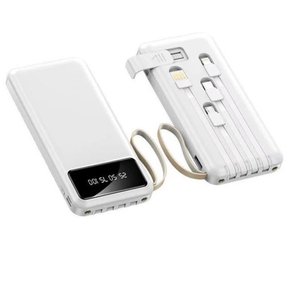 Torima 10000 Mah. Hızlı Şarj Özellikli Dijital Göstergeli 4 Çıkışlı Powerbank Beyaz Trm-1011 - 2
