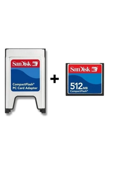 Sandisk Pcmcıa-Cf Compact Flash Adaptör + 512Mb Compact Flash Kart