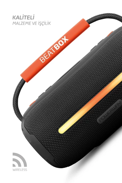 Powerway BeatBox Siyah Led Işıklı Ses Bombası Usb Sd Aux FM Radyo Bluetooh Hoparlör - 2