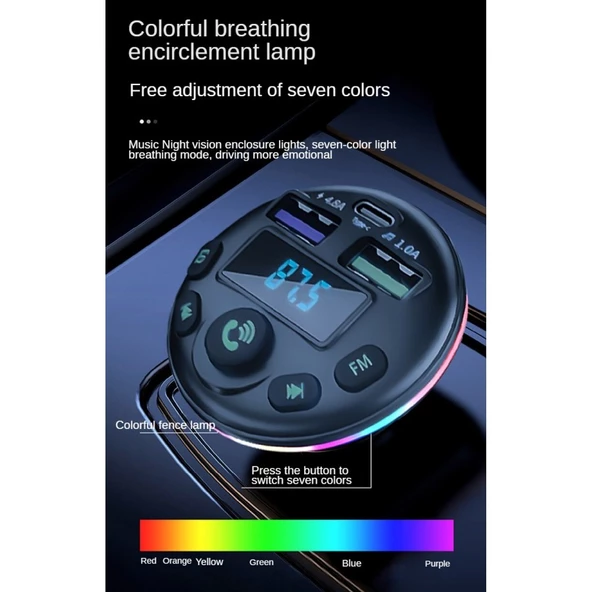 Torima G14 Bluetoot Fm Transmitter Fm Verici 36W Pd Giriş Type C- Microusb -Lightning şarj girişi - 2