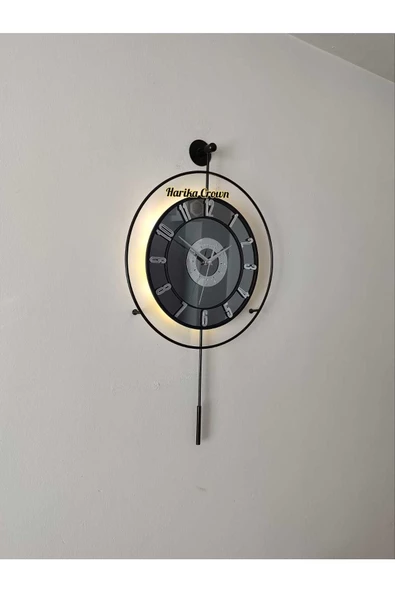 Metal Aynalı ve Işıklı İskandinav Model Saat- Evinize Estetik Dokunuş (70*40 cm) - 3