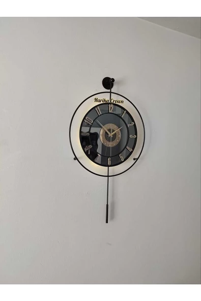 Metal Aynalı ve Işıklı İskandinav Model Saat- Evinize Estetik Dokunuş (70*40 cm) - 2