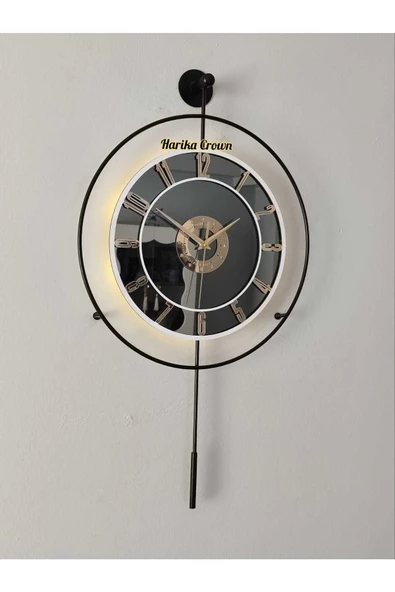 Metal Aynalı ve Işıklı İskandinav Model Saat- Evinize Estetik Dokunuş (70*40 cm) - 6