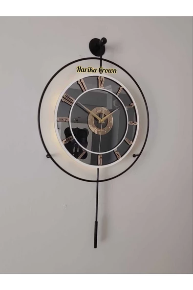 Metal Aynalı ve Işıklı İskandinav Model Saat- Evinize Estetik Dokunuş (70*40 cm) - 2