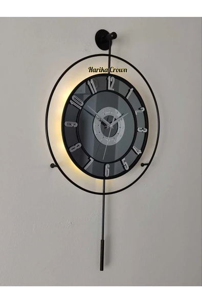 Metal Aynalı ve Işıklı İskandinav Model Saat- Evinize Estetik Dokunuş (70*40 cm) - 4
