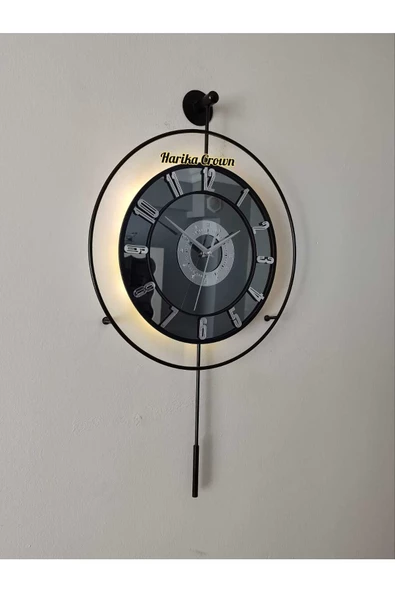 Metal Aynalı ve Işıklı İskandinav Model Saat- Evinize Estetik Dokunuş (70*40 cm) - 2