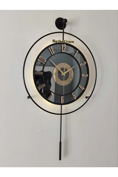Metal Aynalı ve Işıklı İskandinav Model Saat- Evinize Estetik Dokunuş (70*40 cm) - 4