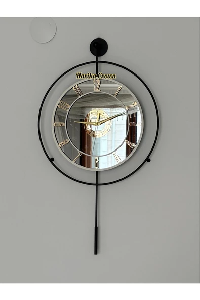 Modern Tasarımlı Metal  Aynalı Duvar Saati - Evinize Estetik Dokunuş (70*40 cm) - 2