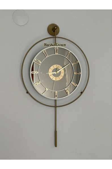 Modern Tasarımlı Metal  Aynalı Duvar Saati - Evinize Estetik Dokunuş (70*40 Cm) - 2