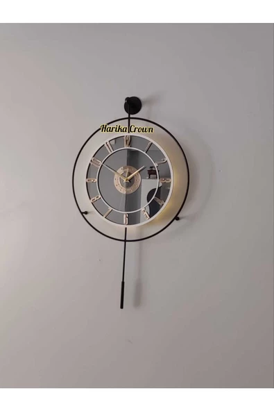Metal Aynalı ve Işıklı İskandinav Model Saat- Evinize Estetik Dokunuş (70*40 cm) - 3