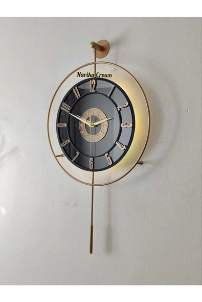 Metal Aynalı ve Işıklı İskandinav Model Saat- Evinize Estetik Dokunuş (70*40 cm) - 5