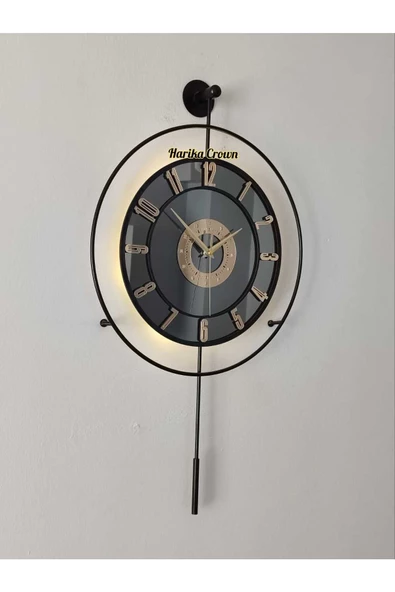 Metal Aynalı ve Işıklı İskandinav Model Saat- Evinize Estetik Dokunuş (70*40 cm) - 3