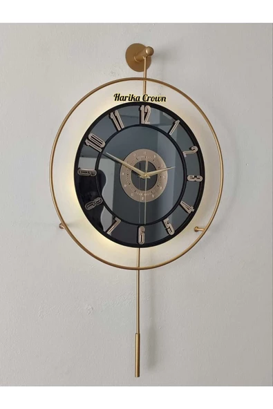 Metal Aynalı ve Işıklı İskandinav Model Saat- Evinize Estetik Dokunuş (70*40 cm) - 2