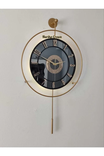 Metal Aynalı ve Işıklı İskandinav Model Saat- Evinize Estetik Dokunuş (70*40 cm) - 4