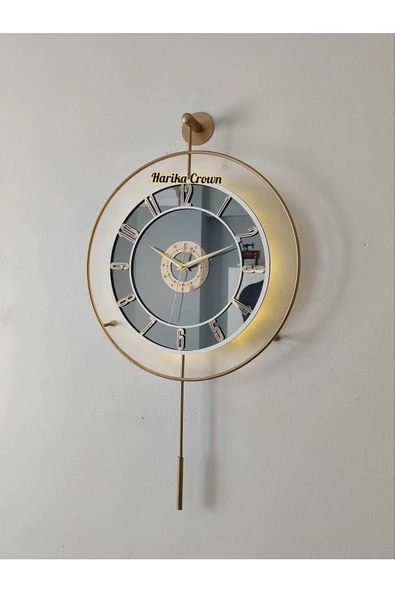 Metal Aynalı ve Işıklı İskandinav Model Saat- Evinize Estetik Dokunuş (70*40 cm) - 1