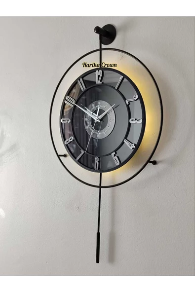 Metal Aynalı ve Işıklı İskandinav Model Saat- Evinize Estetik Dokunuş (70*40 cm) - 6