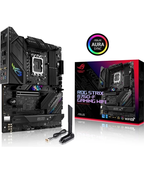 Strıx B760-F Gamıng Wıfı Intel B760 Lga1700 Ddr5 7800 Dp Hdmı 3X M2 Usb3.2 Wifi 6E + Bt Aura Rgb