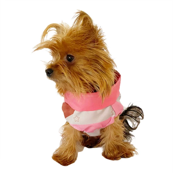 Pink Stars Su itici Yağmurluk Köpek Yağmurluğu - 3