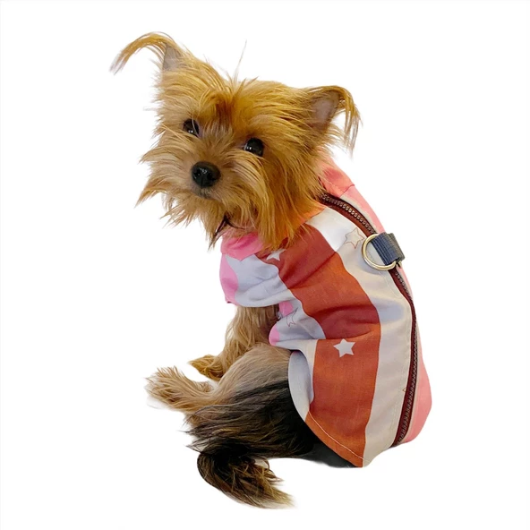 Pink Stars Su itici Yağmurluk Köpek Yağmurluğu