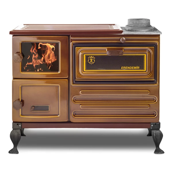 Erendemir Majolik Şömine Kuzine Döküm Pik Ayaklı Soba EK104F-T-P - 2