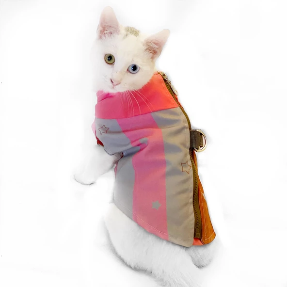 Pink Stars Su itici Yağmurluk Kedi Yağmurluğu - 5