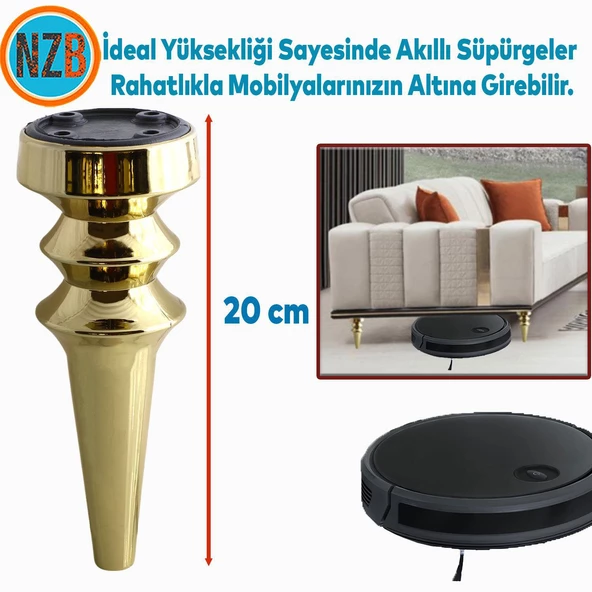 Mobilya Yükseltici Kanepe Koltuk Tv Ünitesi Baza Ayağı Zigon Orta Sehpası Ayak Ayakları 20 cm Altın - Resim 3