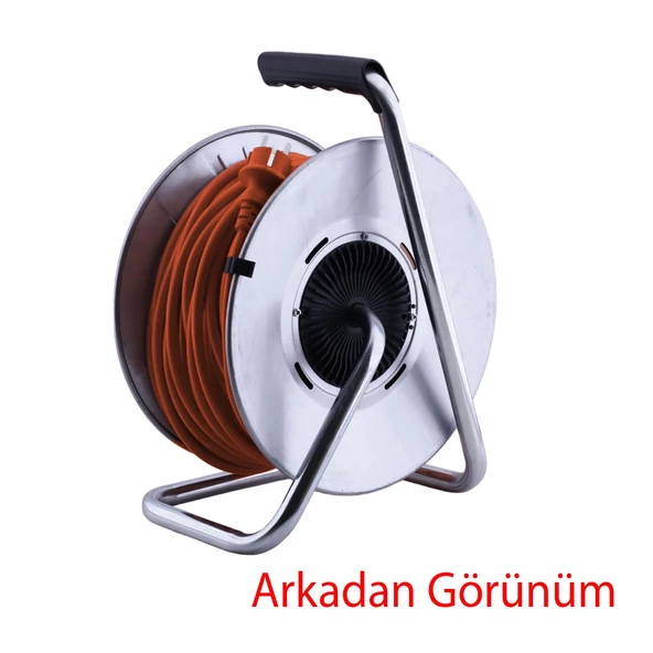Metal Makaralı Seyyar CCA Kablo 4 Prizli Monofaze Uzatma Kablosu 3x1.5 mm TTR Kablo 50 Metre - Resim 7