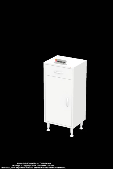 Modilayn EMİR 35 x 88 x 32,5 cm 1 Çekmece 1 Kapak 1 Raf 2 Bölme Çok Amaçlı Banyo & Mutfak Dolabı - 8