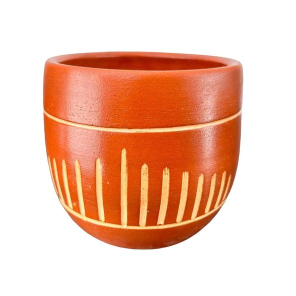 Bitki Tasarımı Dik Çizgi Desenli Toprak Saksı Saksılık Salon Çiçeklik - 19 CM - Resim 4