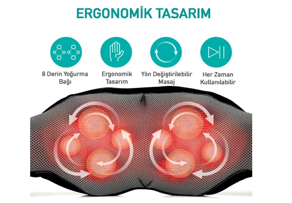 Ovmalı ve Isıtmalı Masaj Aleti Boyun Sırt ve Tüm Vücut Masaj Aleti Ev Araç ,Ofiste Kulanılabilir - 5