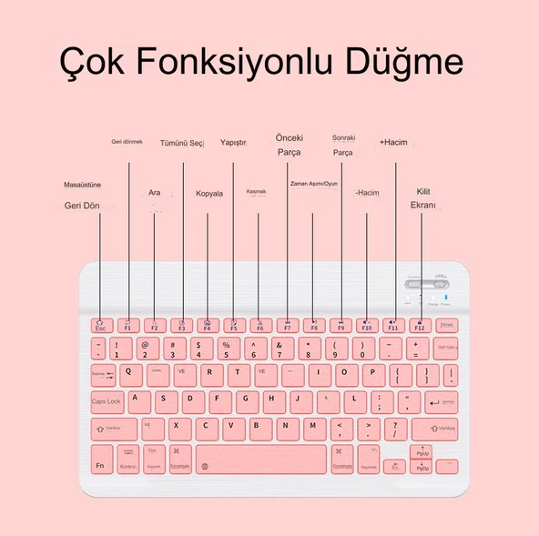 Kablosuz Klavye Ve Mouse Seti Bluetoothlu Şarj Edilebilir Windows İos Android Telefon Tablet Uyumlu - 3