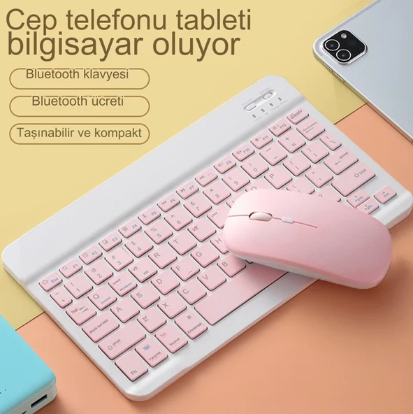 Kablosuz Klavye Ve Mouse Seti Bluetoothlu Şarj Edilebilir Windows İos Android Telefon Tablet Uyumlu - 2