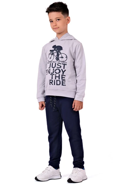 Bisiklet Baskılı Kapşonlu Çocuk Eşofman MNK0615 - 2