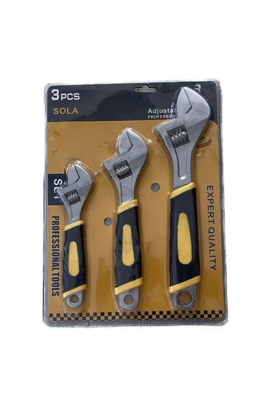 SOLA   3 Parça Kurbağacık Ingiliz Anahtarı Seti (8"-10"-12")